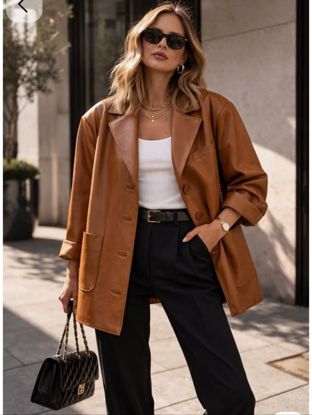 Terry Lewis Classic Luxuries Caramel Leather Blazer Jacket